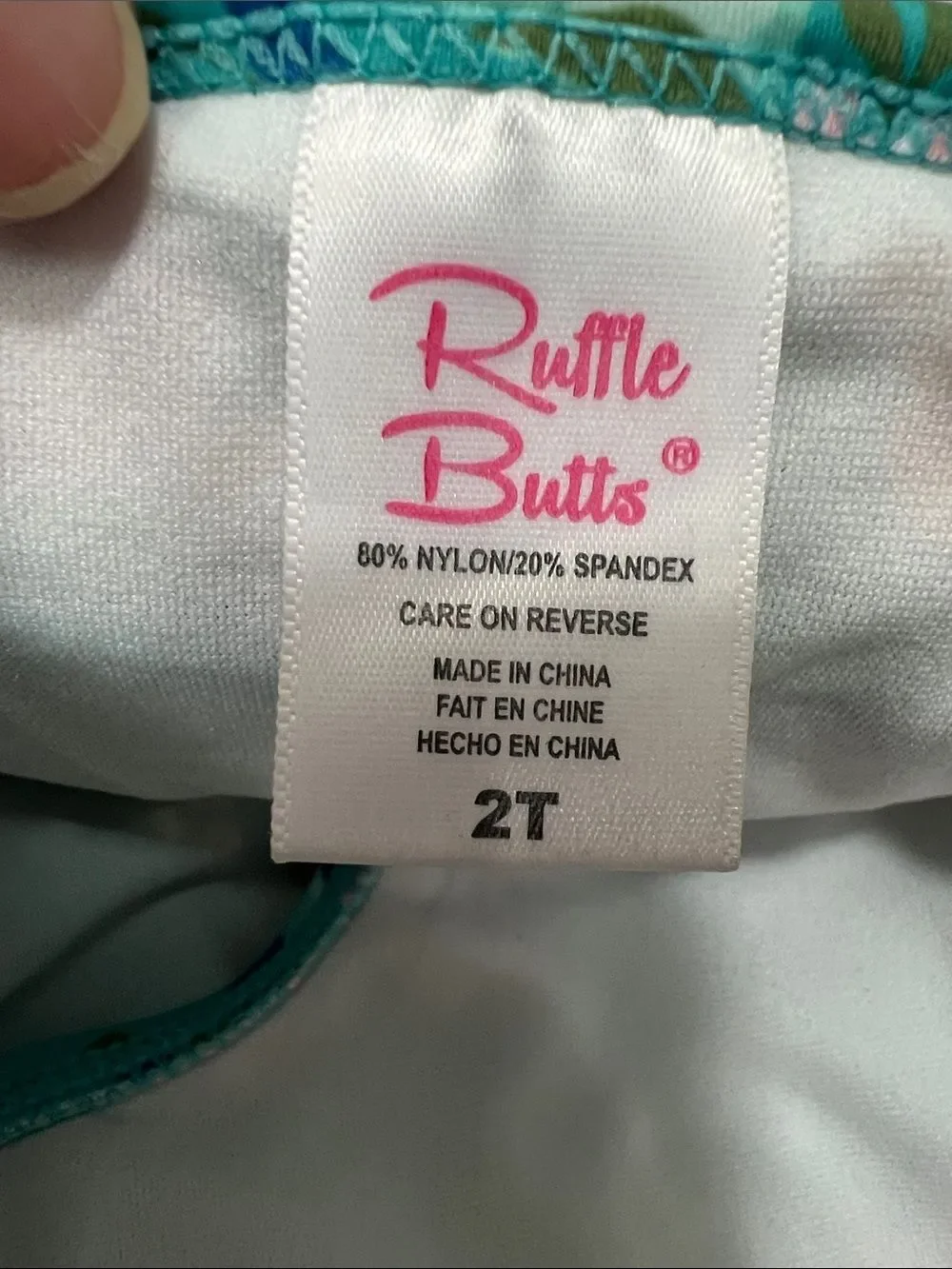 Ruffle Butts green floral big bow skirted bikini size 2T NWOT